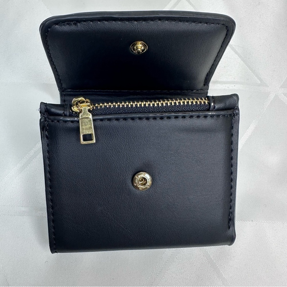Tory Burch Black Compact Wallet with Gold Logo NEW - Picture 3 of 8